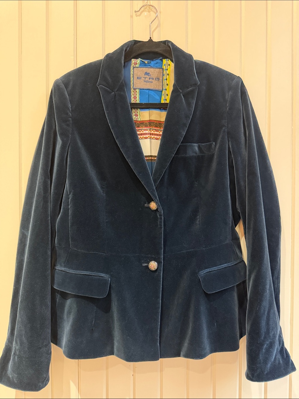 Etro Velvet Blazer Jacket - Deep Blue size 48
